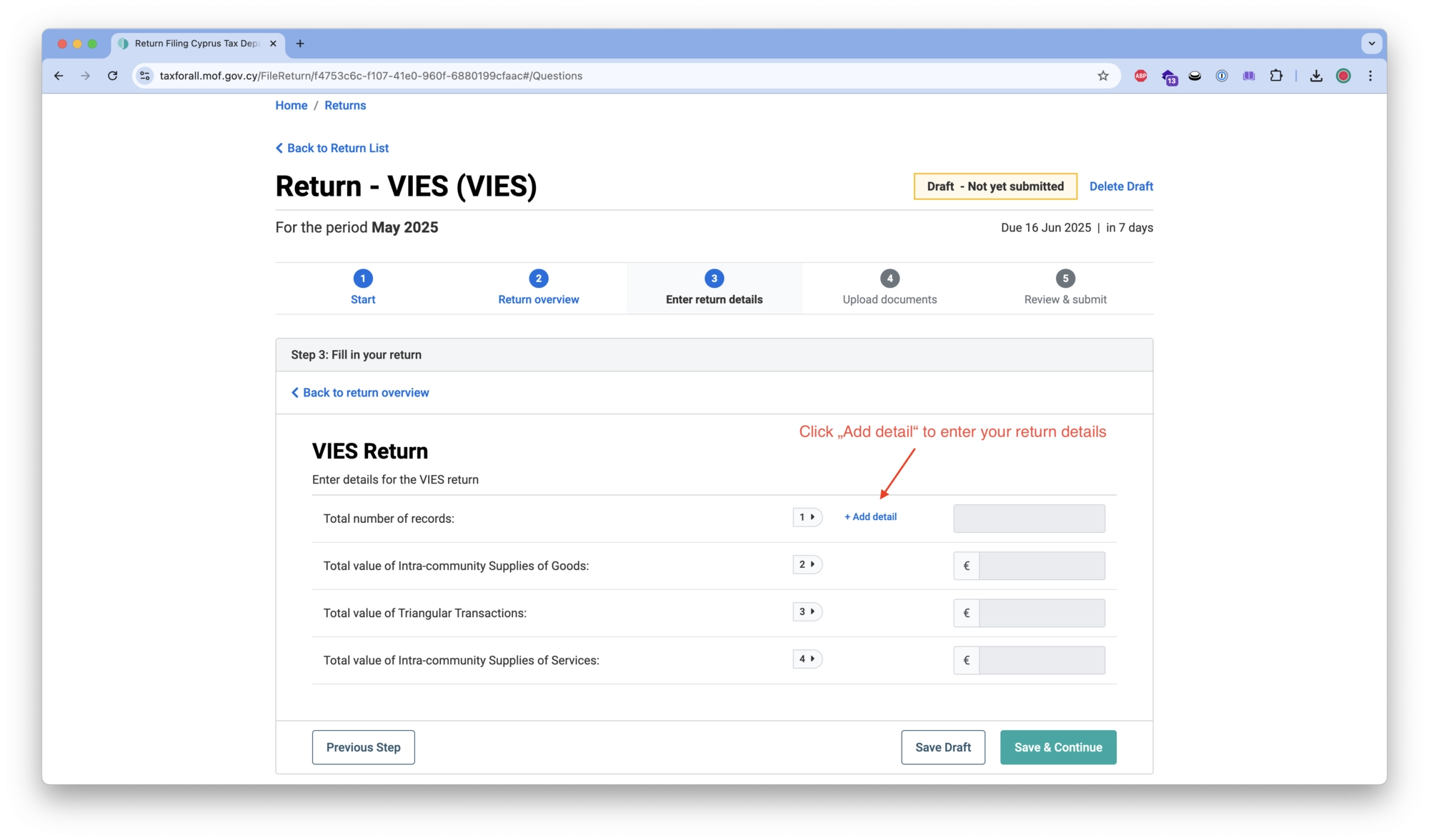 Add detail to VIES return